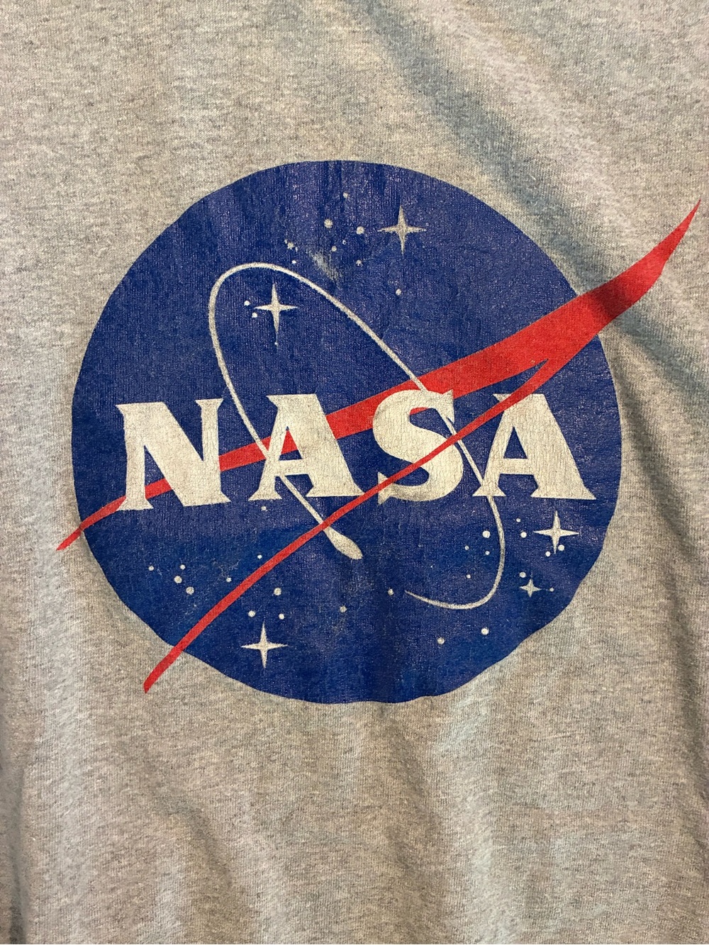 NASA Logo Men's Short Sleeve T-Shirts Size XL Gray Crew Neck Graphic Tee Cotton